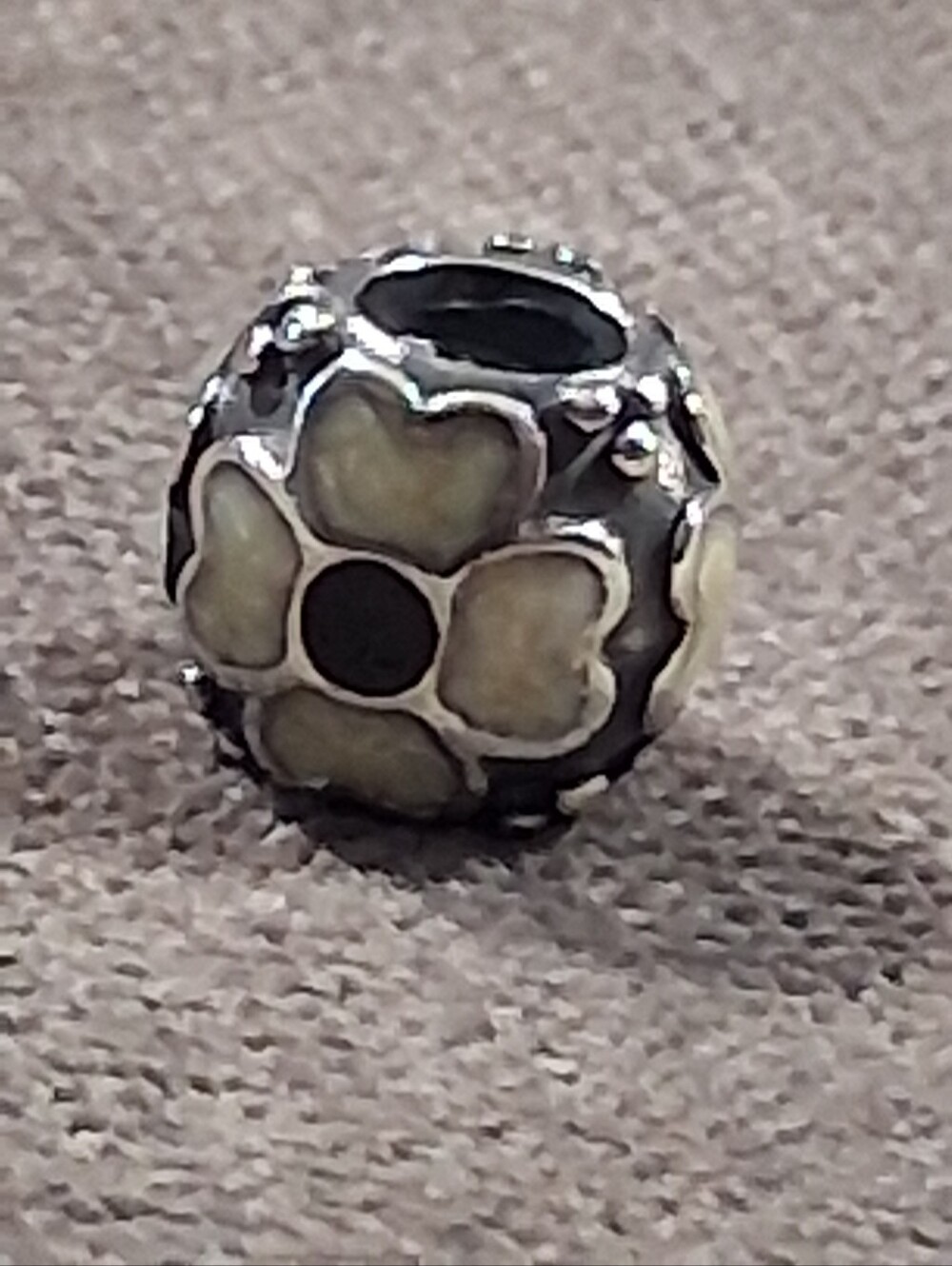 Retired Pandora 925 Sterling Silver White Enamel Daisy 9mm Charm VG ALE